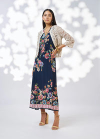 Loobies Story -  Mystic Rose Midi Dress Indigo Multi