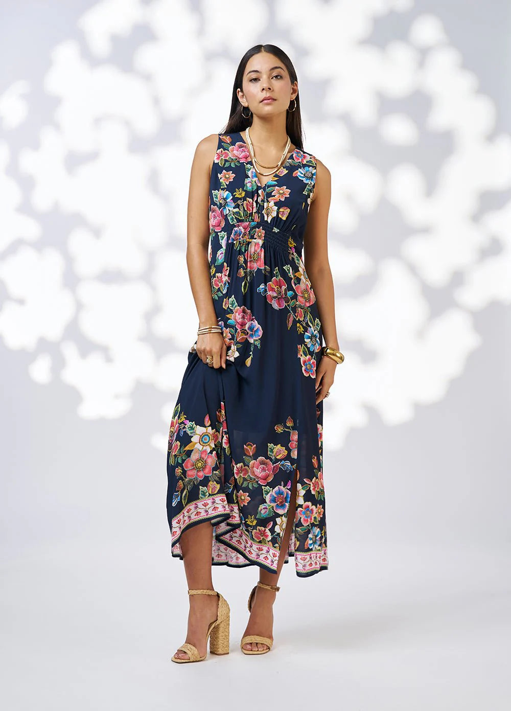 Loobies Story -  Mystic Rose Midi Dress Indigo Multi