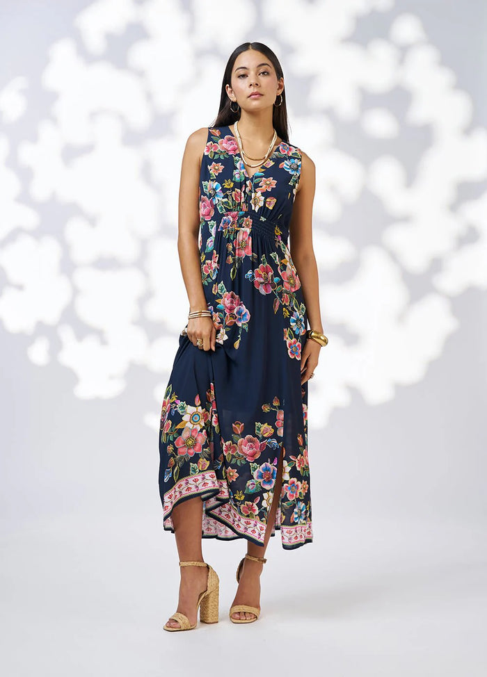 Loobies Story -  Mystic Rose Midi Dress Indigo Multi