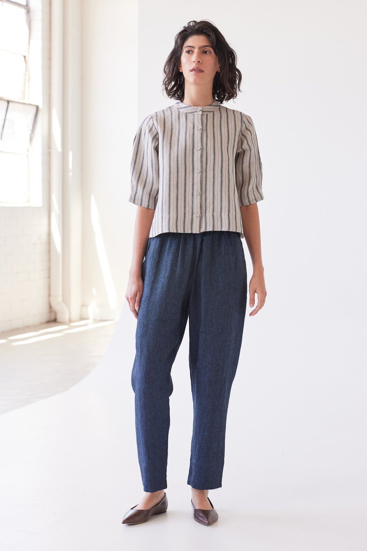 Eva's Sunday Loretta Reversible Top Navy Stripe