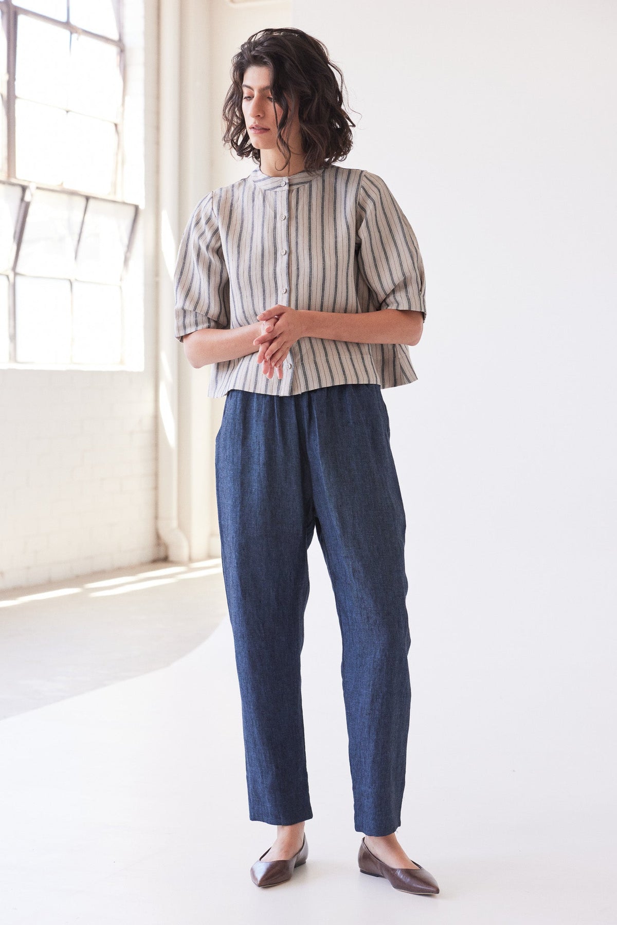 Eva's Sunday Loretta Reversible Top Navy Stripe