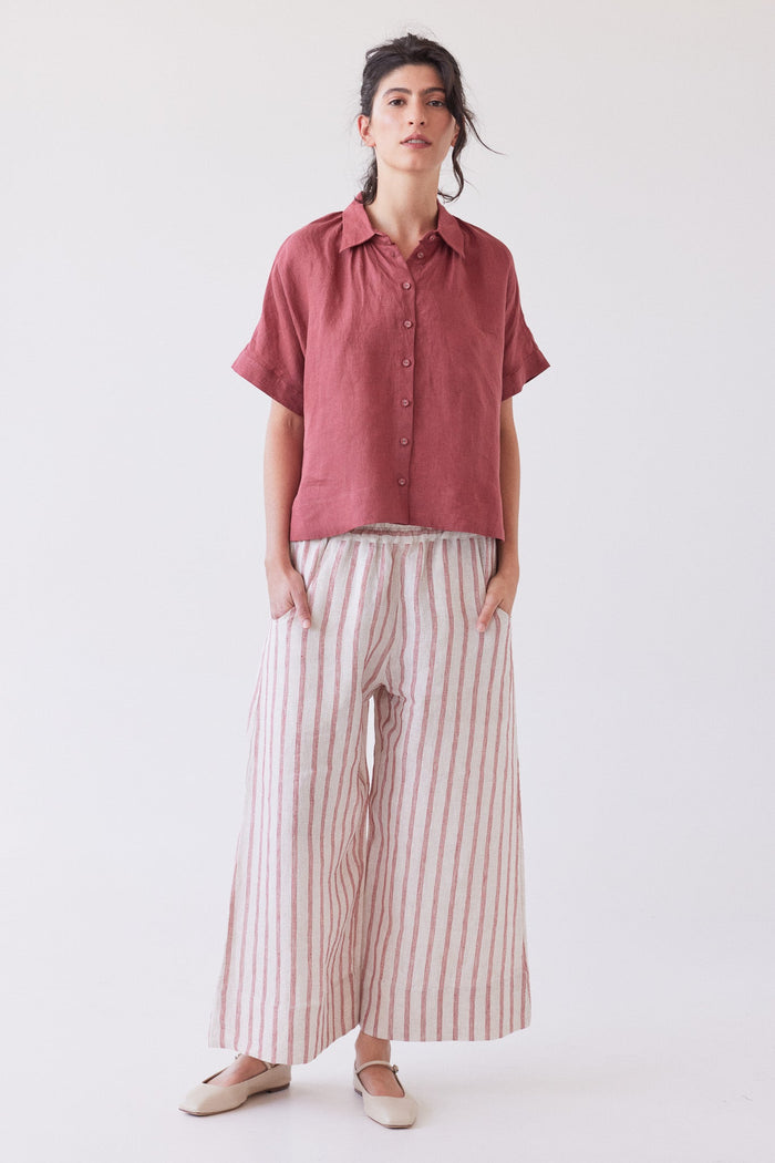 Eva's Sunday Oliver Pull On Pant Burnt Sienna Stripe