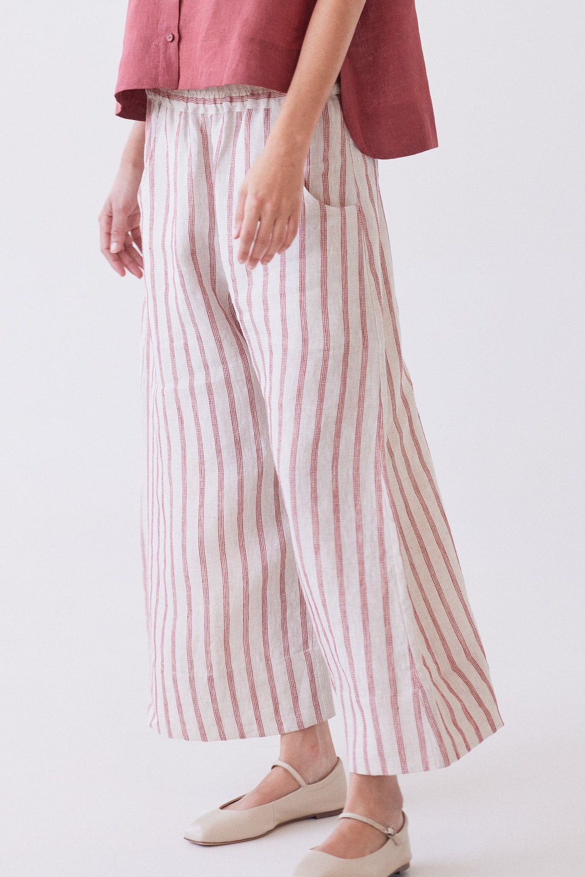 Eva's Sunday Oliver Pull On Pant Burnt Sienna Stripe