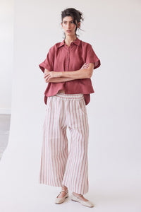 Eva's Sunday Oliver Pull On Pant Burnt Sienna Stripe