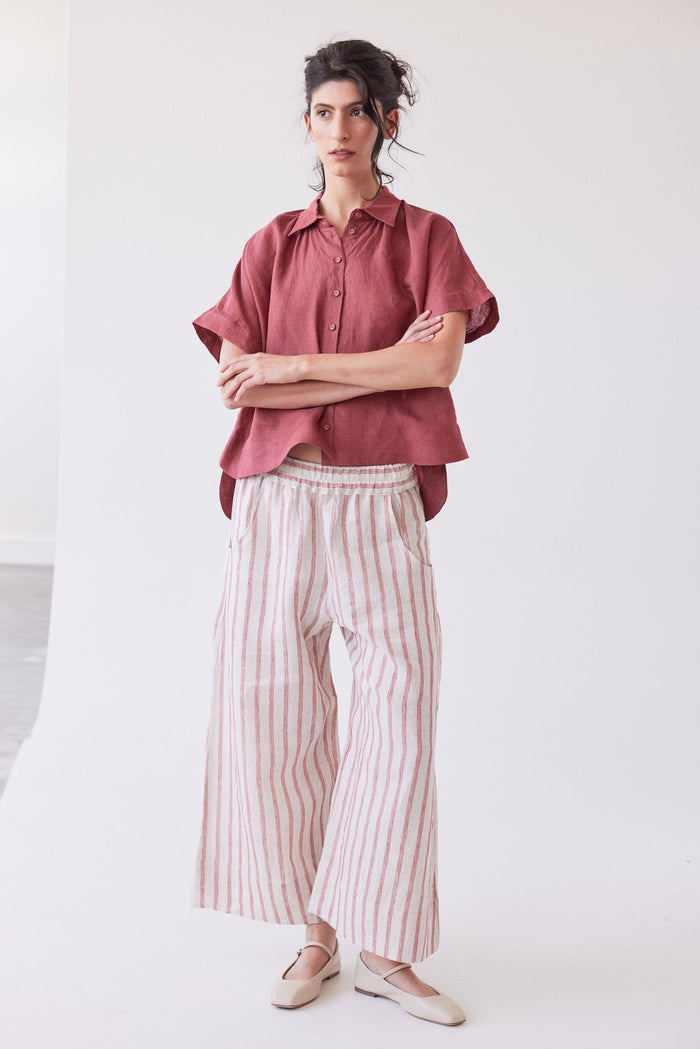 Eva's Sunday Oliver Pull On Pant Burnt Sienna Stripe