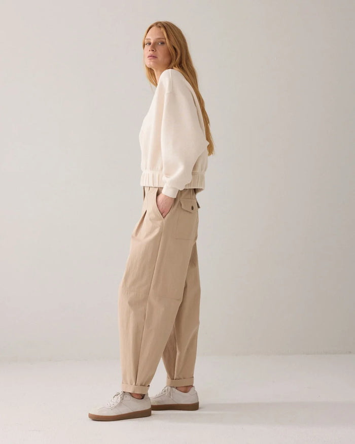 Summum - Balloon Fit Cotton Blend Pants - Alpaca
