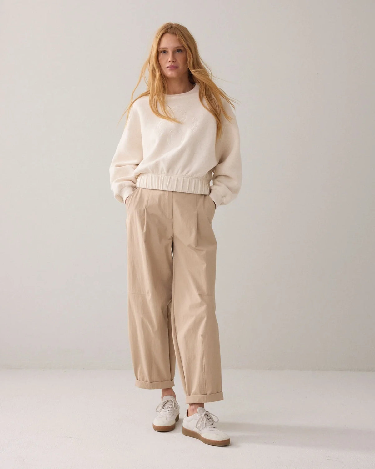 Summum - Balloon Fit Cotton Blend Pants - Alpaca