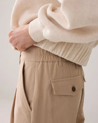Summum - Balloon Fit Cotton Blend Pants - Alpaca