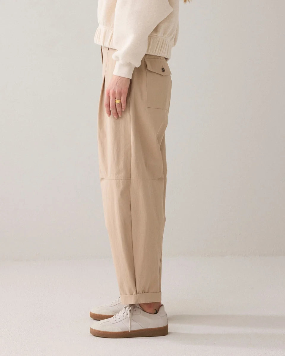 Summum - Balloon Fit Cotton Blend Pants - Alpaca