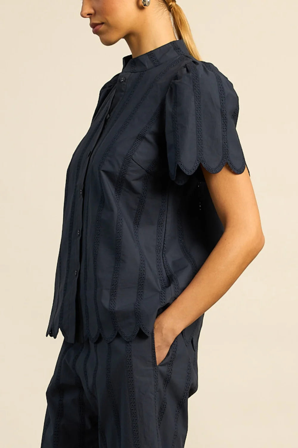 Zoe Kratzmann - Pier Top - Midnight Blue Broderie