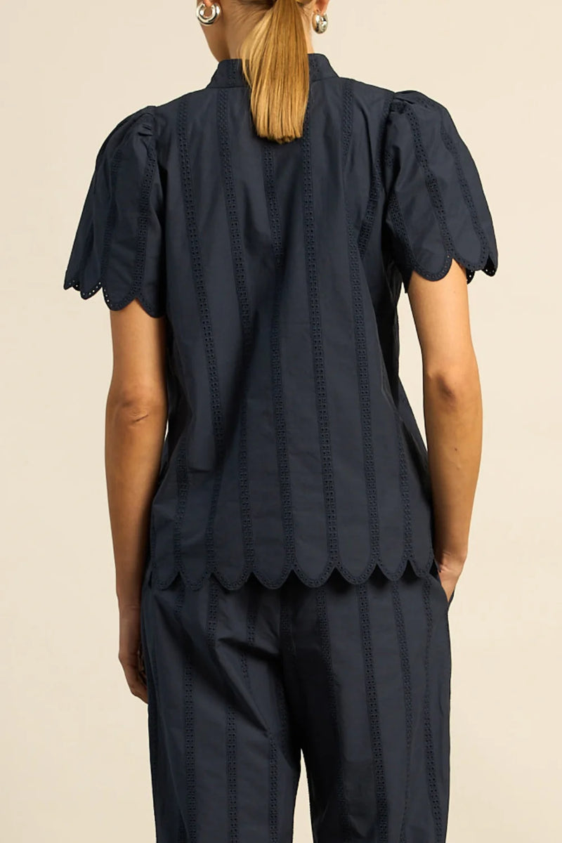 Zoe Kratzmann - Pier Top - Midnight Blue Broderie