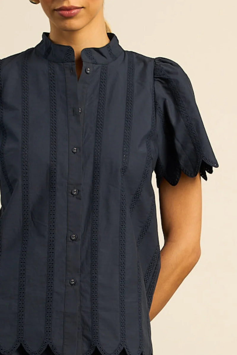 Zoe Kratzmann - Pier Top - Midnight Blue Broderie