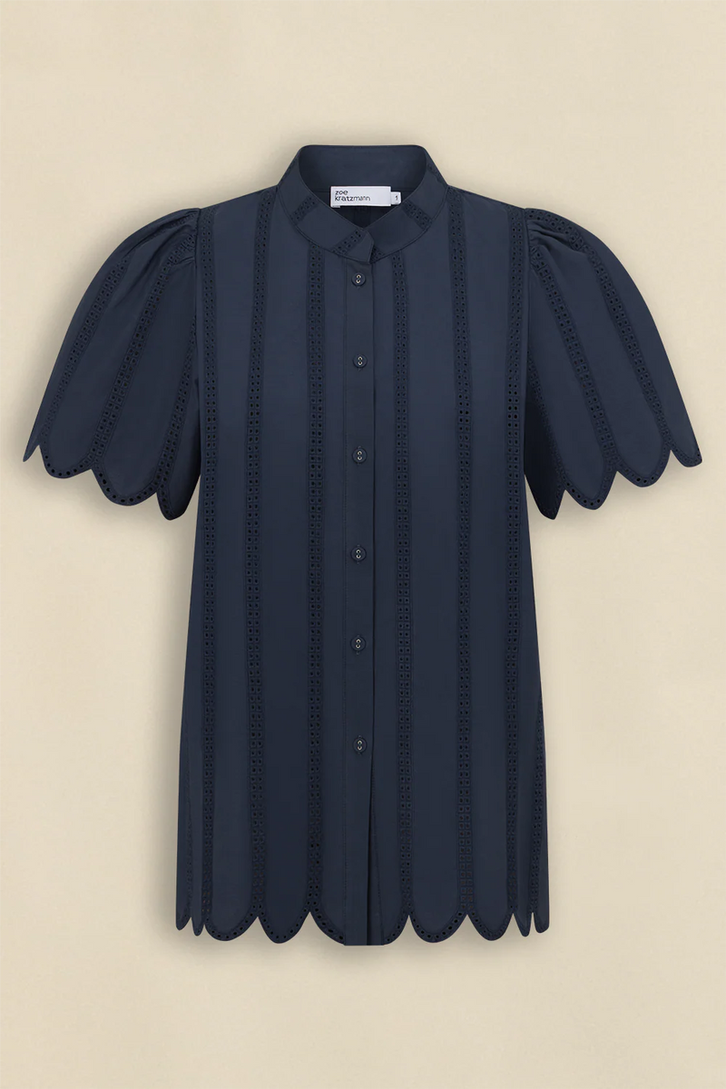 Zoe Kratzmann - Pier Top - Midnight Blue Broderie