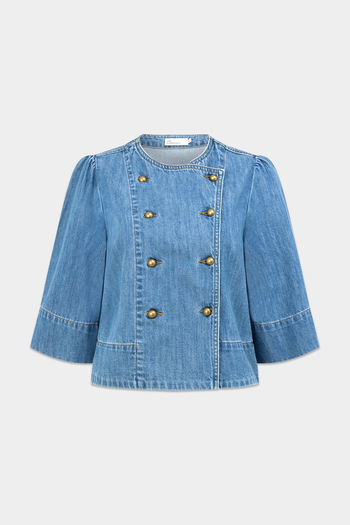 Zoe Kratzmann Plunge Jacket - Mid Wash Denim