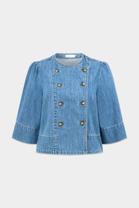 Zoe Kratzmann Plunge Jacket - Mid Wash Denim