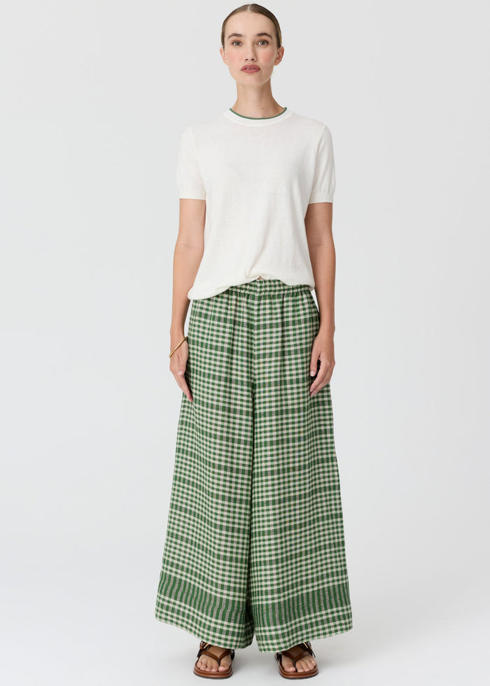 POL Dillon Tee with Tipping in Chalk/Fern