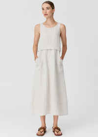POL Frankie Double Layer Dress in Natural