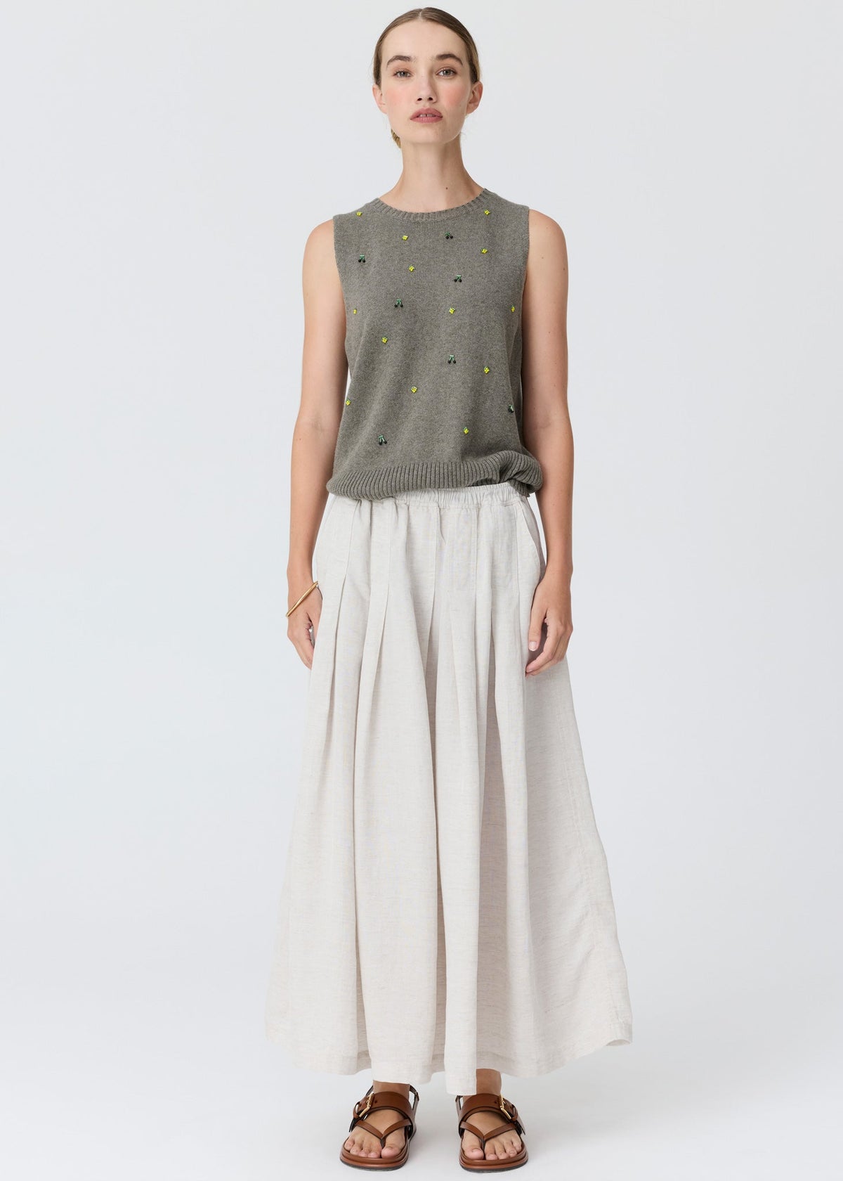 POL Frankie Pleat Skirt in Natural