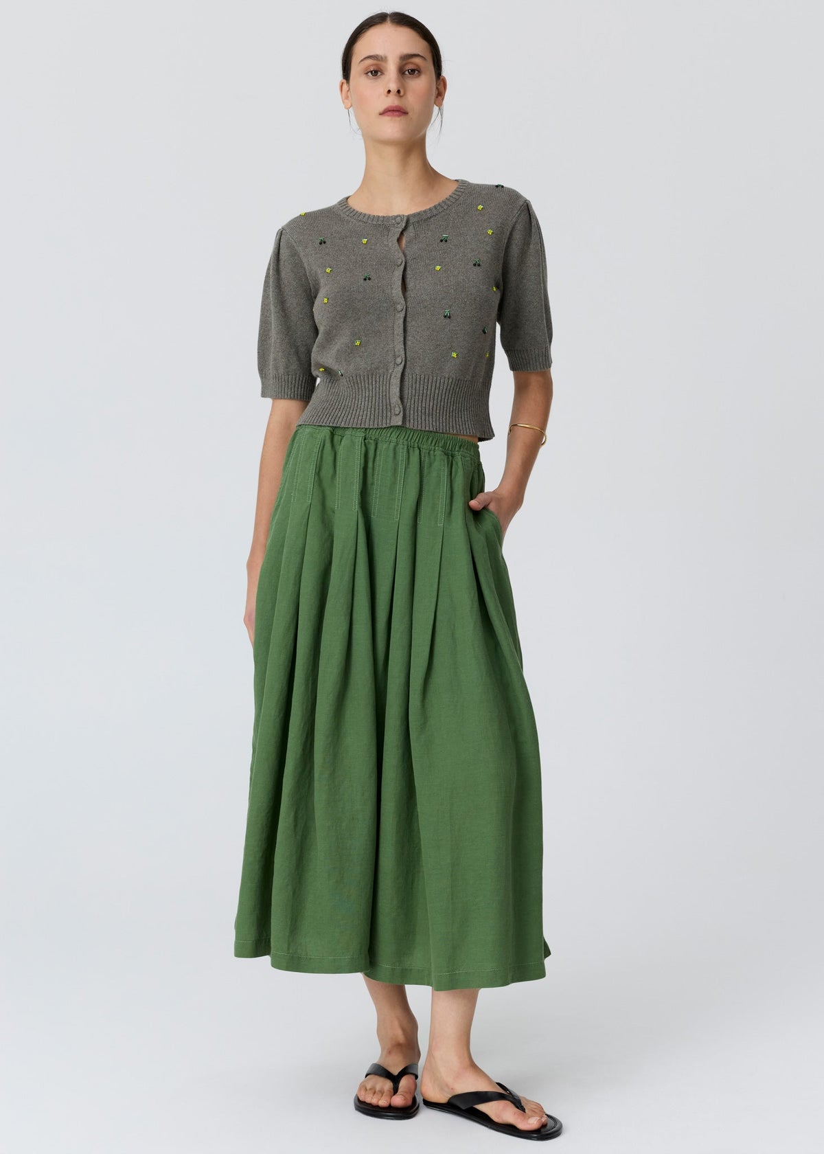POL Viloa Cardigan Moss front view