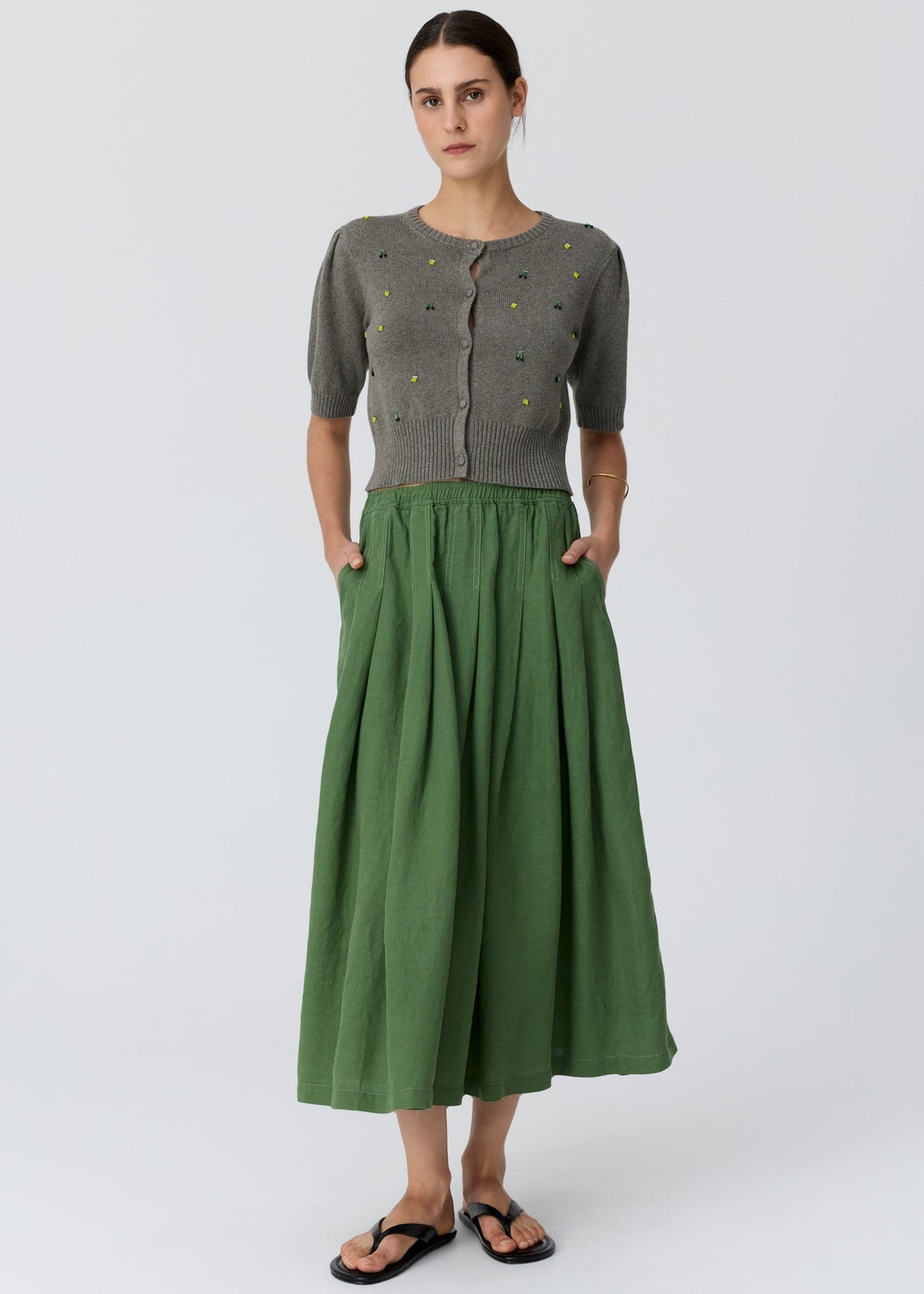 POL Viloa Cardigan Moss beading detail