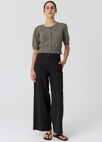 POL Viloa Cardigan Moss styled with black