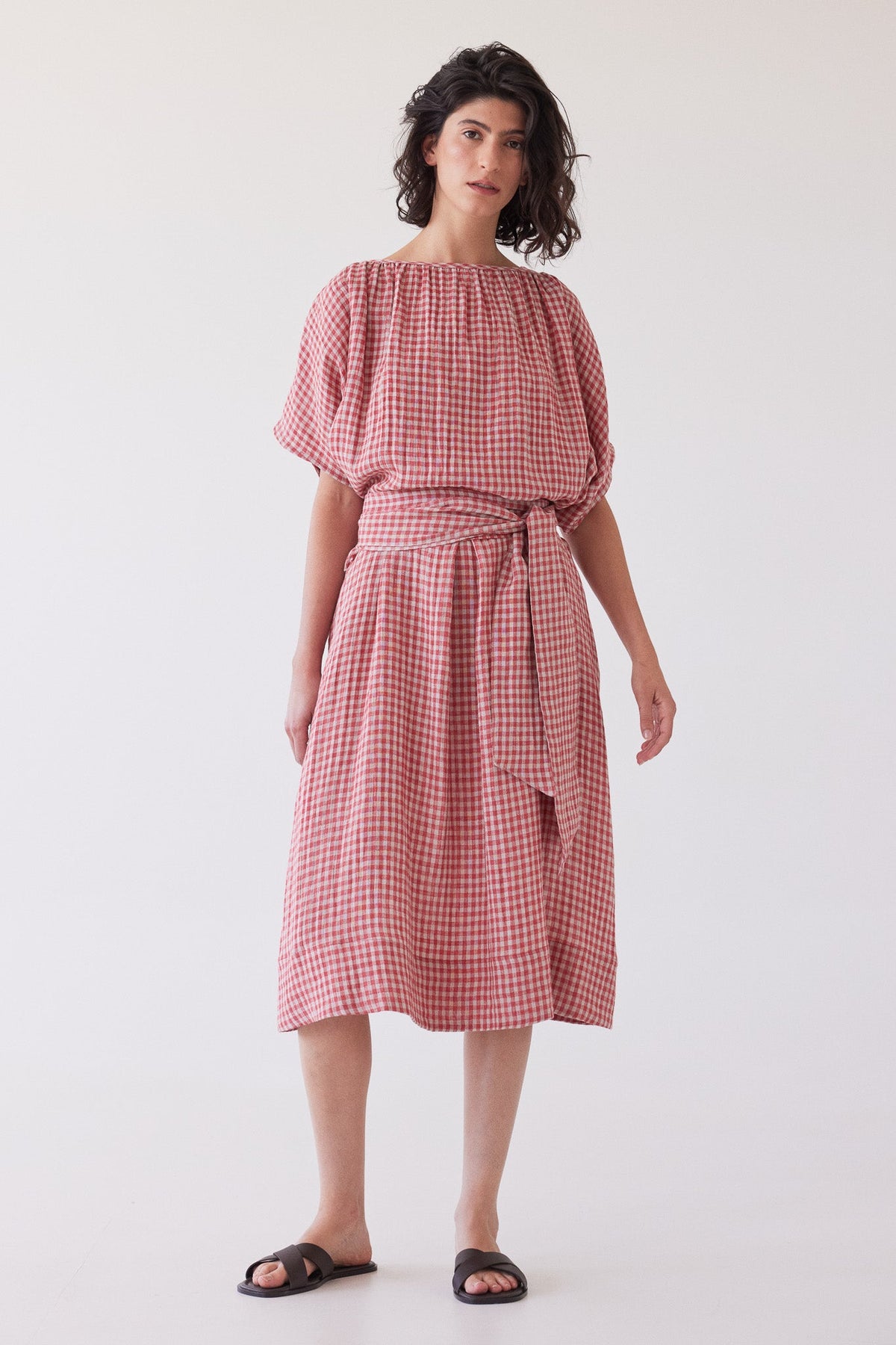 Eva's Sunday Poppy Layering Top Burnt Sienna Gingham
