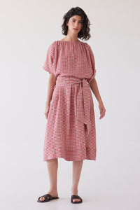 Eva's Sunday Poppy Layering Top Burnt Sienna Gingham