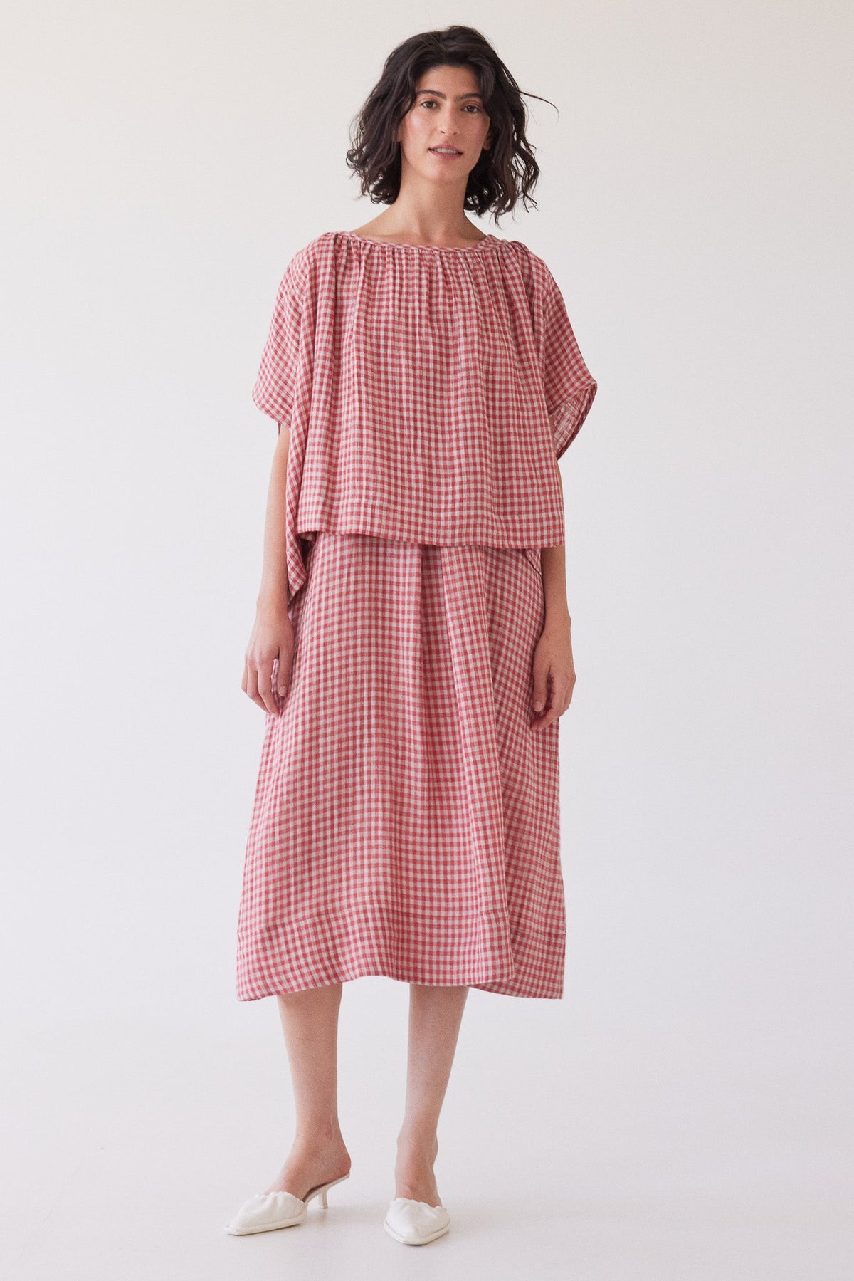 Eva's Sunday Poppy Layering Top Burnt Sienna Gingham