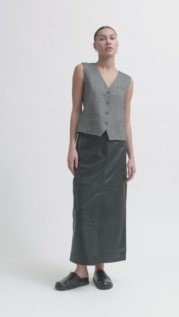 Letho Leather Maxi Skirt - Black