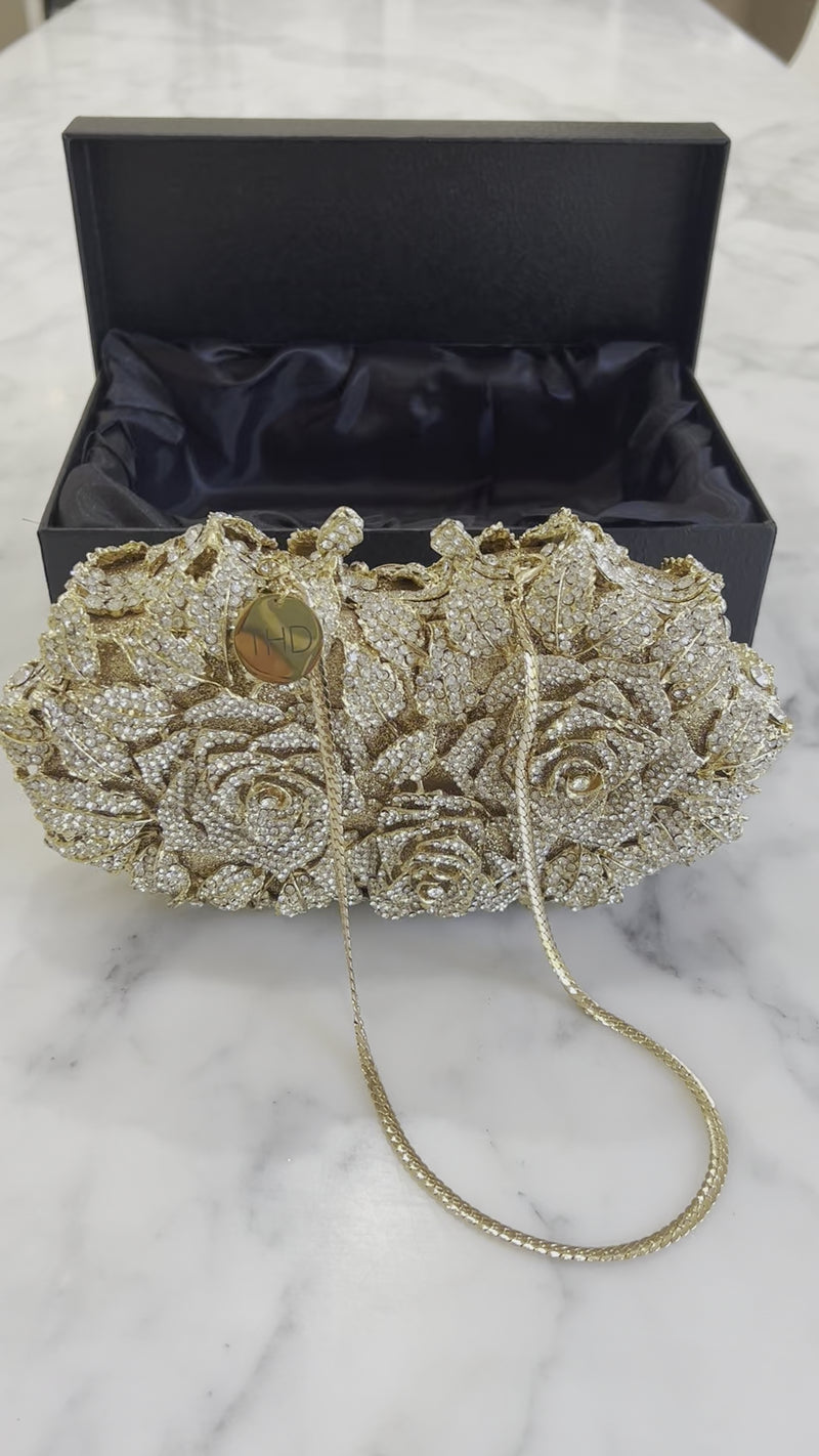 BellaRose Diamond Gold Clutch Bag