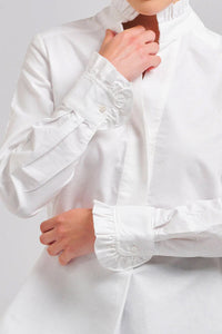 Shirty The Francesca Classic Oxford Frill Collar & Cuff Shirt White