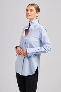 Shirty The Francesca Classic Oxford Frill Collar & Cuff Shirt Blue