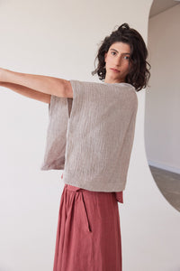 Eva's Sunday Tommy Layering Top Stone Gauze