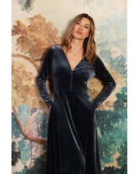 Traffic People Mercy Dress - Blue Velvet