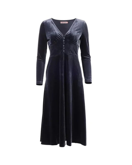 Traffic People Mercy Dress - Blue Velvet