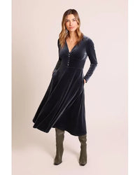 Traffic People Mercy Dress - Blue Velvet