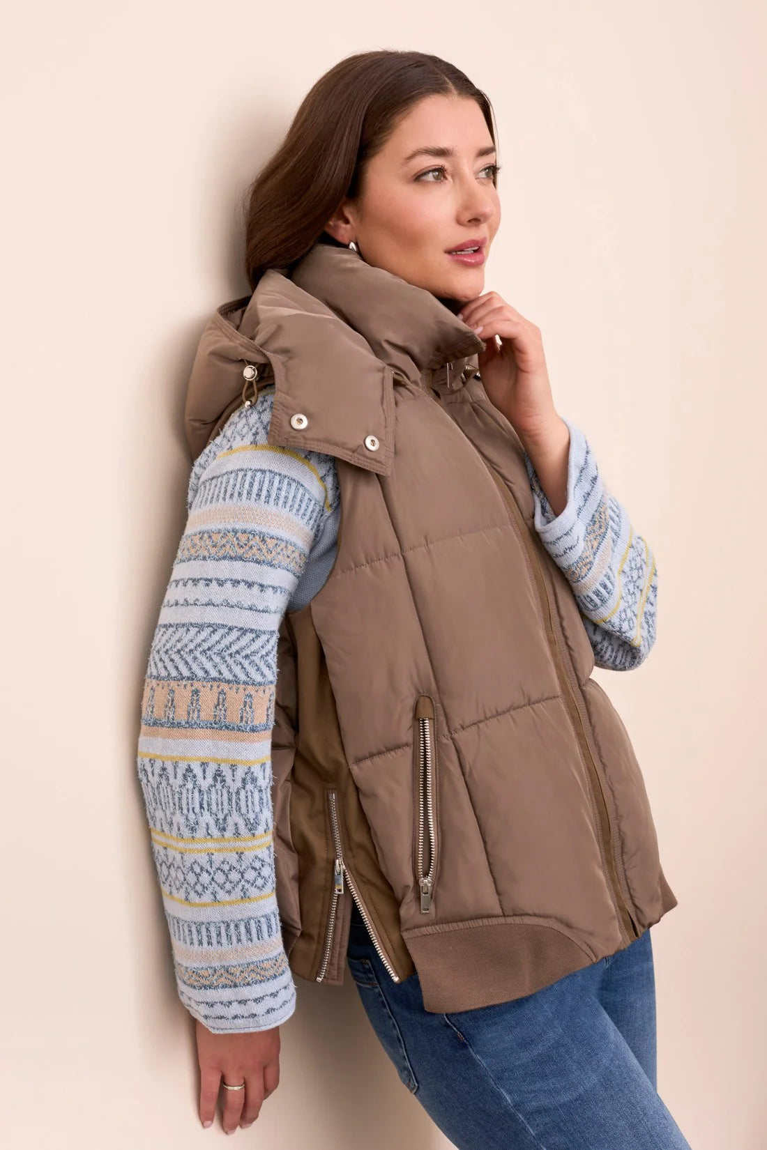 Tribal - Quilted Vest with Removable Hood