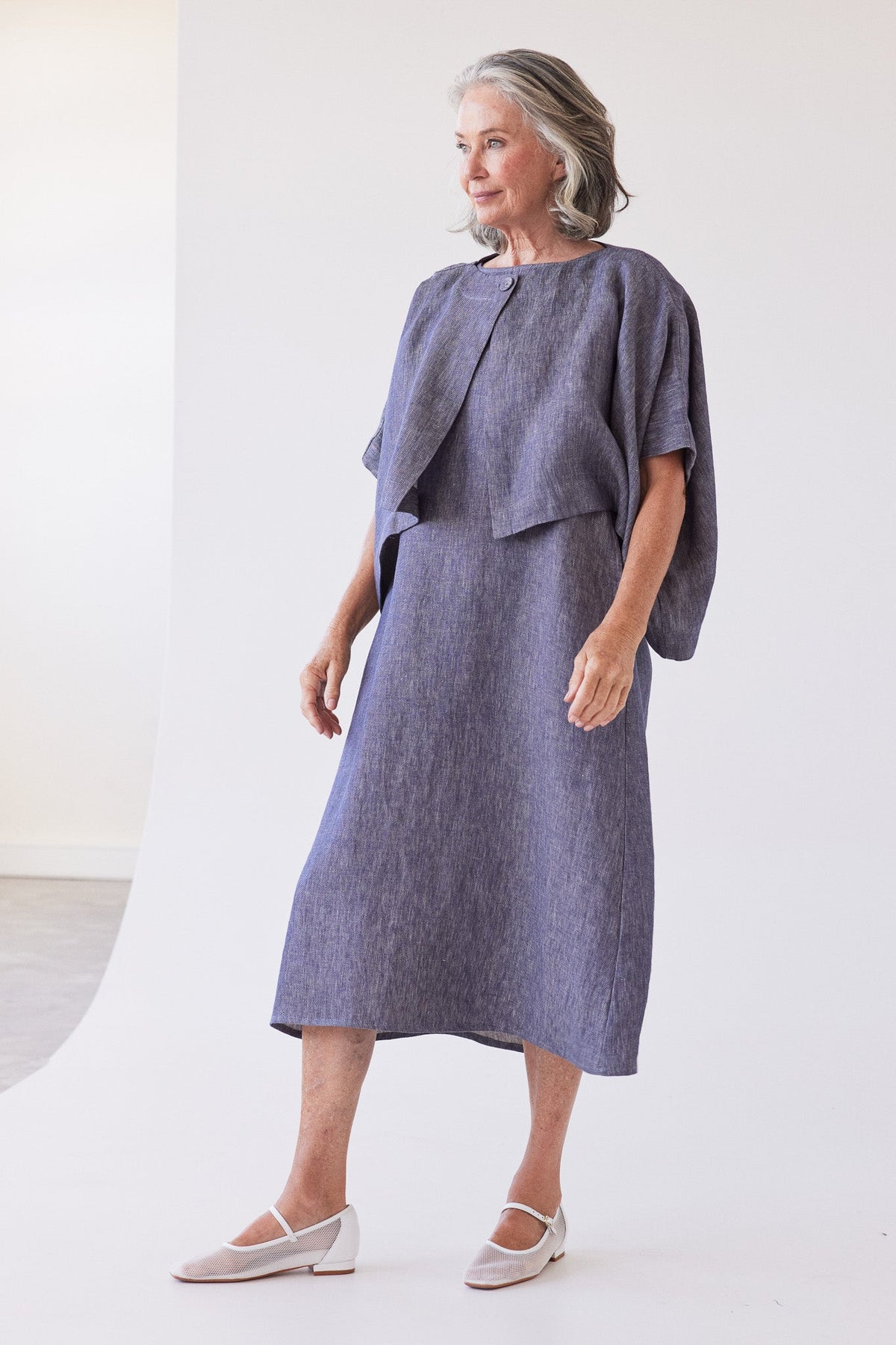 Eva's Sunday Tussie Capelet Dusty Denim Linen