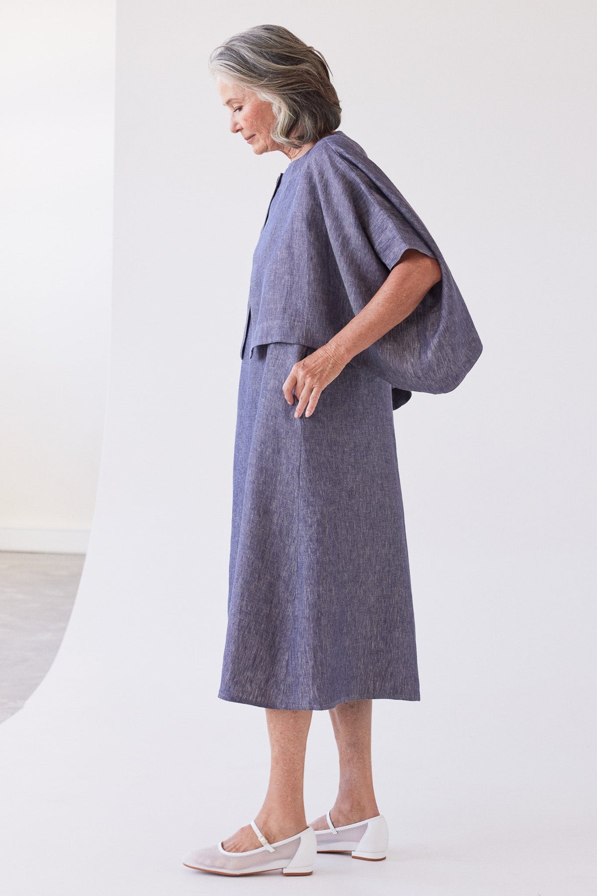 Eva's Sunday Tussie Capelet Dusty Denim Linen