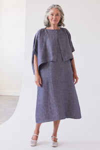 Eva's Sunday Tussie Capelet over Asher Dress, Dusty Denim