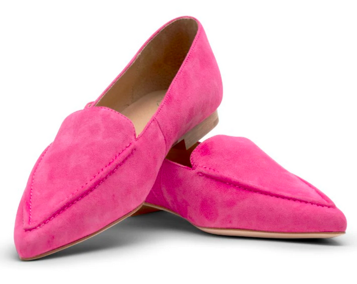 Poplar Pointed Flat - Hot Pink Suede