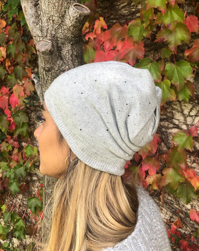 Premium Cashmere Blend Beanie; Crystals