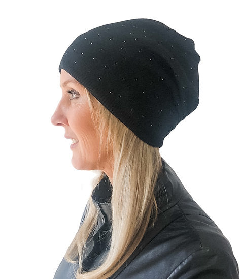 Premium Cashmere Blend Beanie; Crystals