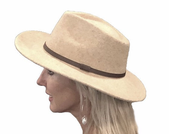 Australian Wool Fedora - Premium 100%  - Light Brown/Fawn & Black