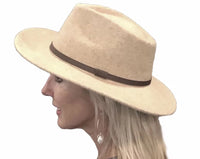 Australian Wool Fedora - Premium 100%  - Light Brown/Fawn & Black