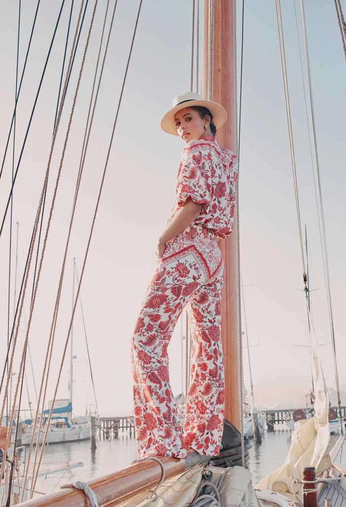 Estelle Linen Pants in St Tropez Design