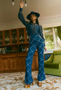 Getty Pont Pants Navy Check
