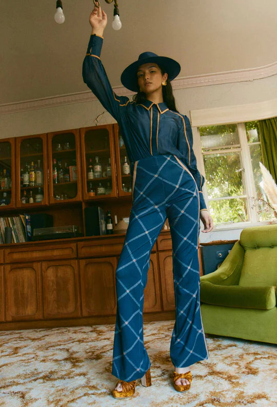Getty Pont Pants Navy Check