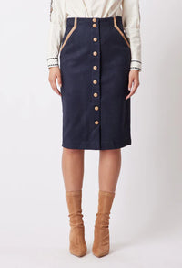 Eddie Faux Suede Skirt in Husk & Navy