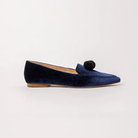 Pointed Flat - Navy with PomPom